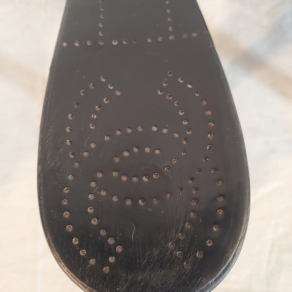 Vintage Chanel Women’s 39.5 Black Logo Leather Open Toe Sandals Heels - Picture 7 of 15